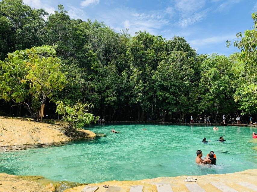 Ao Nang: Hot Spring, Emerald Pool & Tiger Cave Temple Tour - Entering the 37–40°C Hot Springs Waterfall Bath