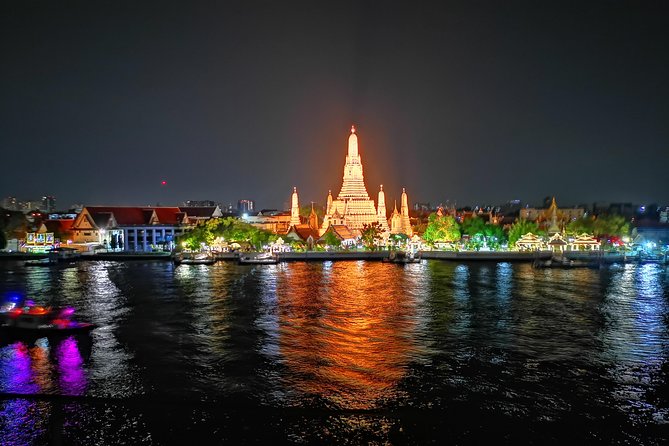 Bangkok Tuk Tuk Food Tour By Night - Rooftop bar finale: views toward Wat Arun and the Royal Palace area