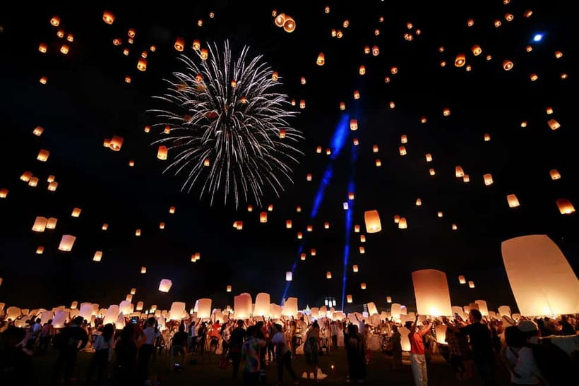 Chiang Mai Sky Lanterns Festival 2025 - Cultural Shows and Tribes: Tai Lue Candles, Victory Drum, Sword Fire Dance