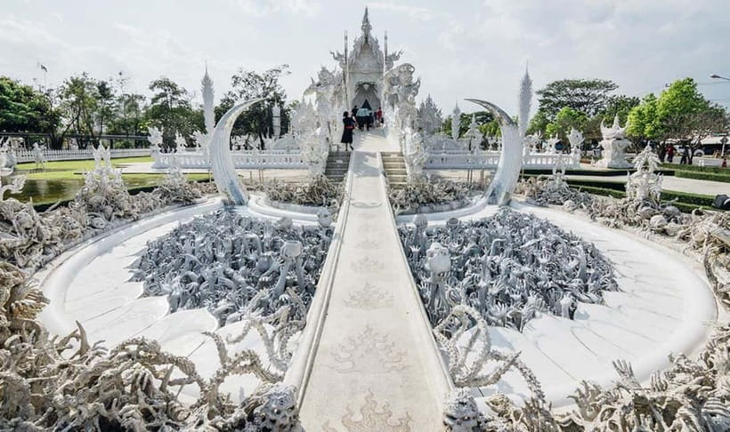 Chiang Rai: 7 Major Sites, Golden Triangle & Tea Plantation - White Temple (Wat Rong Khun): modern Thai art meets Buddhist symbolism