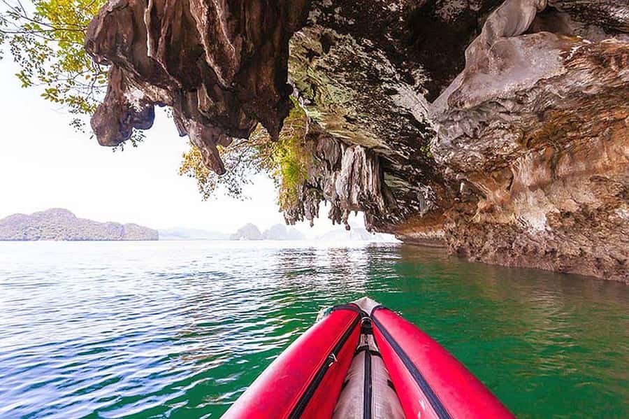 From Khao Lak: Premium James Bond Sunset and Canoe Adventure - Koh Panak: the Jurassic Park feeling comes from the cave entry