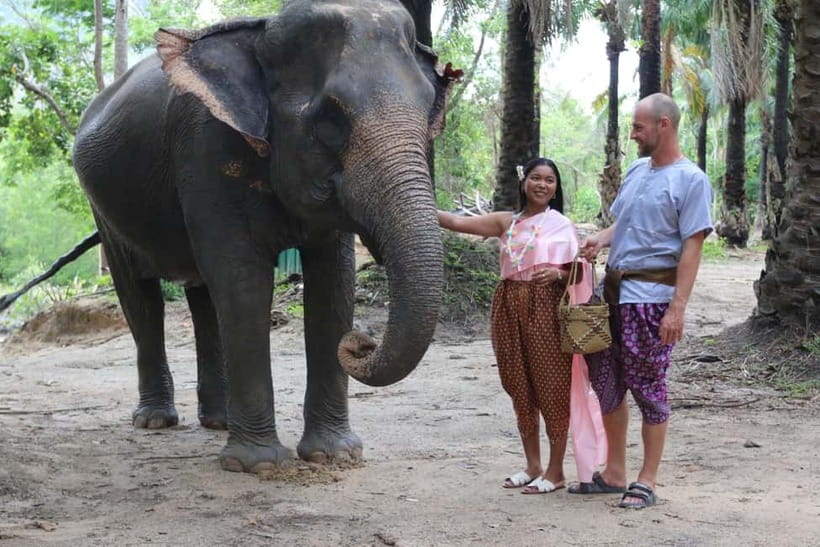 Krabi: Elephant Feeding Program with Traditional Thai Dress - Meeting the mahouts: learning the respectful way to feed